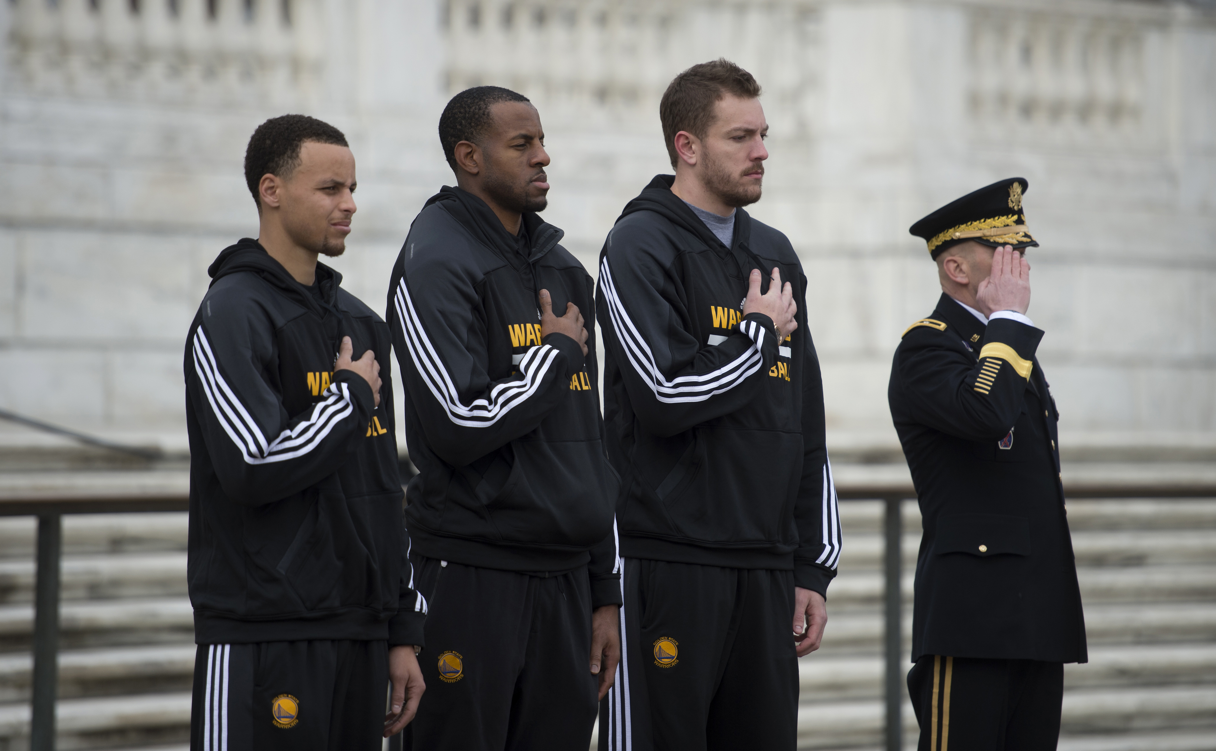 Golden State Warriors visit Pentagon, Arlington Cemetery