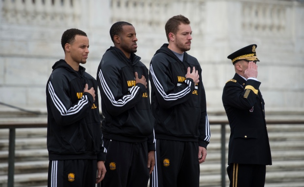 Golden State Warriors visit Pentagon, Arlington Cemetery